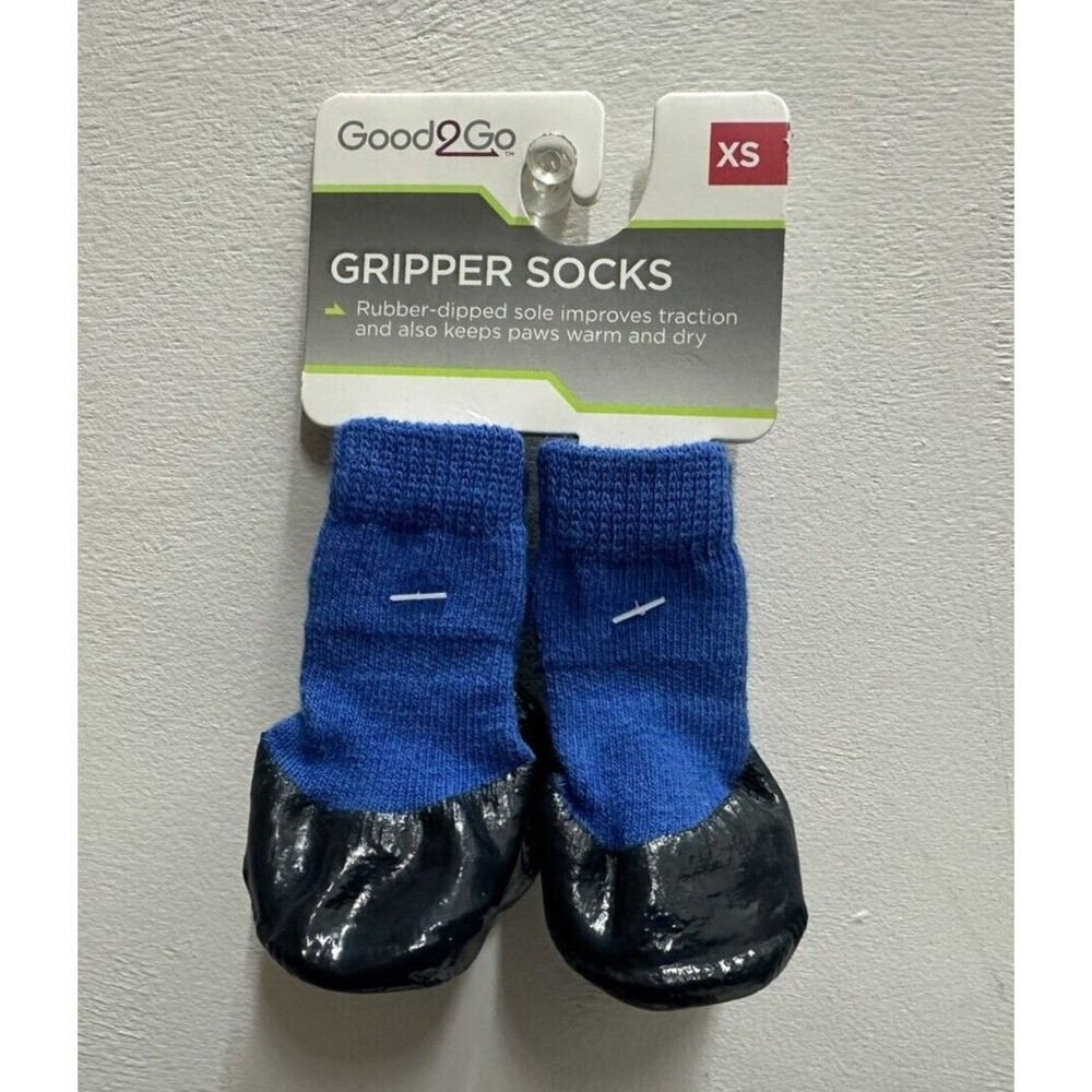 Good2Go blue dog paws gripper socks rubber dipped size XS